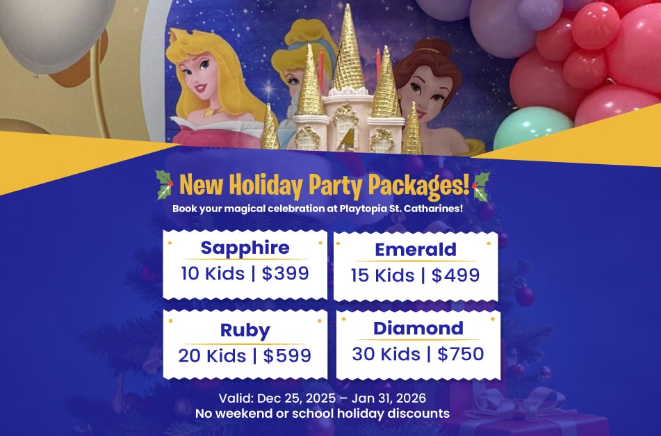 Two ladies happily standing in front of cake at indoor playground St. Catharines