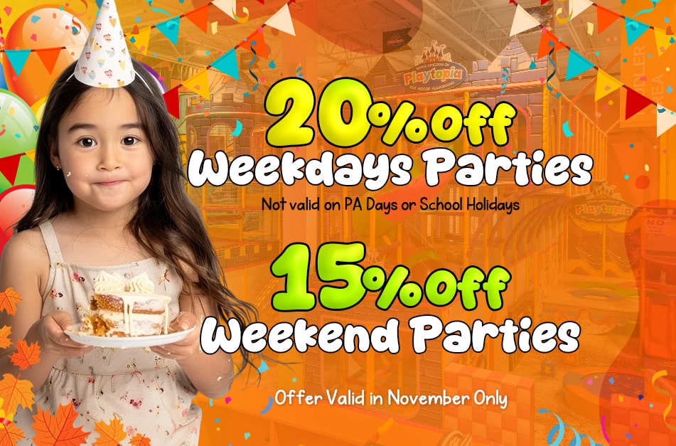 Two ladies happily standing in front of cake at indoor playground St. Catharines